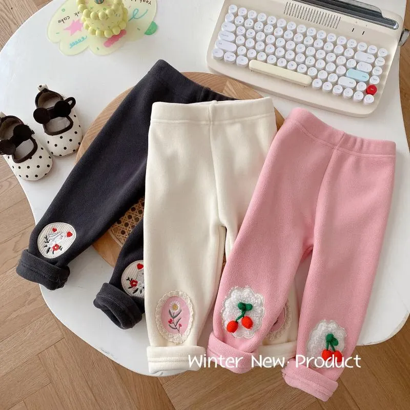 Pantalons d'hiver pour bébés de 0 à 5 ans, Leggings épais mignons, bas chauds en velours intégrés avec dessin animé pour filles de 0 à 5 ans, 2023