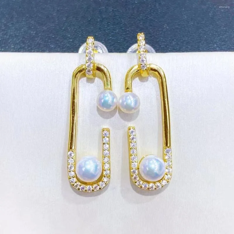 Orecchini pendenti con design a spilla francese, doppia perla con perline, super venduti, regali di gioielli