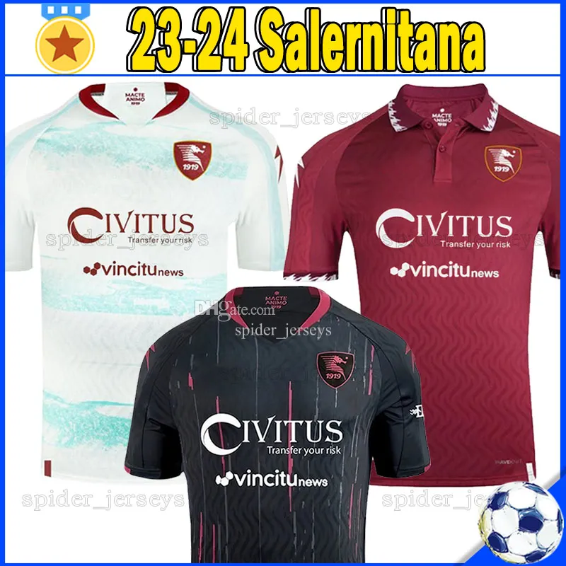 23 24 24 Unionde Sportiva Salernitana 1919 Koszulki piłkarskie Candreva Dia 2023 2024 Cabral Botheim Motoc Maggiore Home Away Football Shirts Menforms