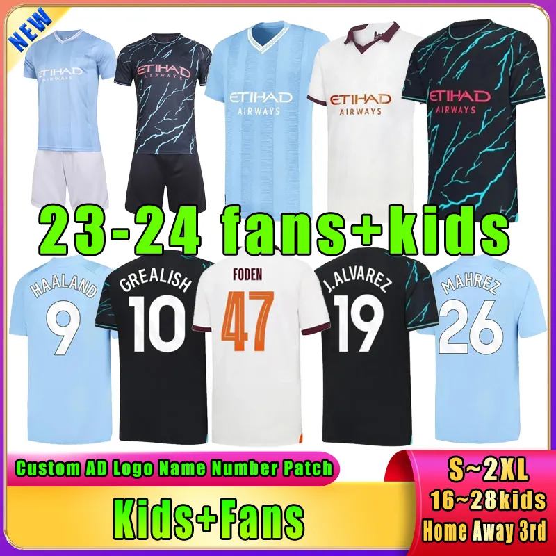 MANs cidades 23 24 HAALAND DE BRUYNE GREALISH Camisas de futebol FODEN RODRIGO J ALVAREZ KOVACIC BERNARDO Gvardiol Fãs crianças camisas de futebol uniforme