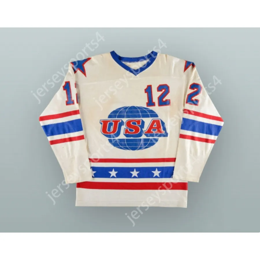 Personalizzato BOBBY CRAWFORD 12 TEAM USA CAMPIONATI MONDIALI JUNIOR MAGLIA HOCKEY BIANCA NUOVA cucitura superiore S-M-L-XL-XXL-3XL-4XL-5XL-6XL