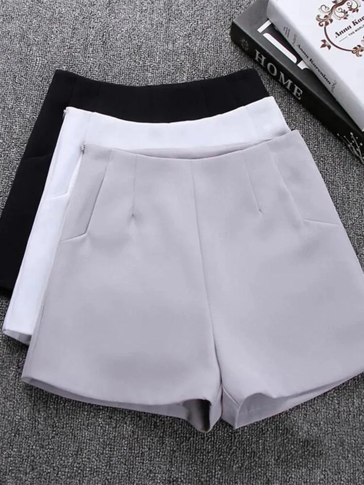 Shorts pour femmes 2023 Mode d'été Femmes Jupes Taille haute Costume décontracté Noir Blanc Pantalon court Dames