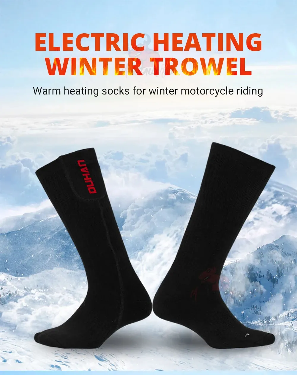 DUHAN hiver chauffage moto chaussettes chaussette  – Grandado