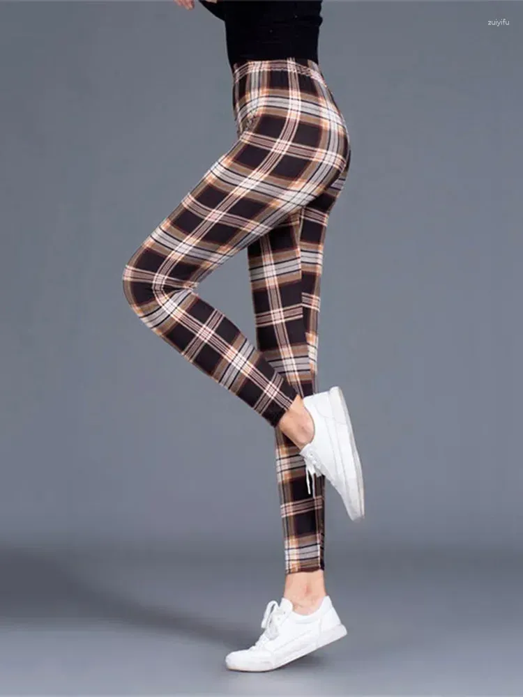 Leggings Femmes Plaid Femmes Pantalons Sexy Push Up Mode Fitness Leggins Gym Sporting Pantalon Taille Haute