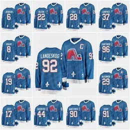 Vintage 29 Nathan Mackinnon Quebec Jersey 92 Gabriel Landeskog 96 Mikko Rantanen 8 Cale Makar 19 Joe Sakic 6 Erik Johnson 91 Nazem Kadri 13