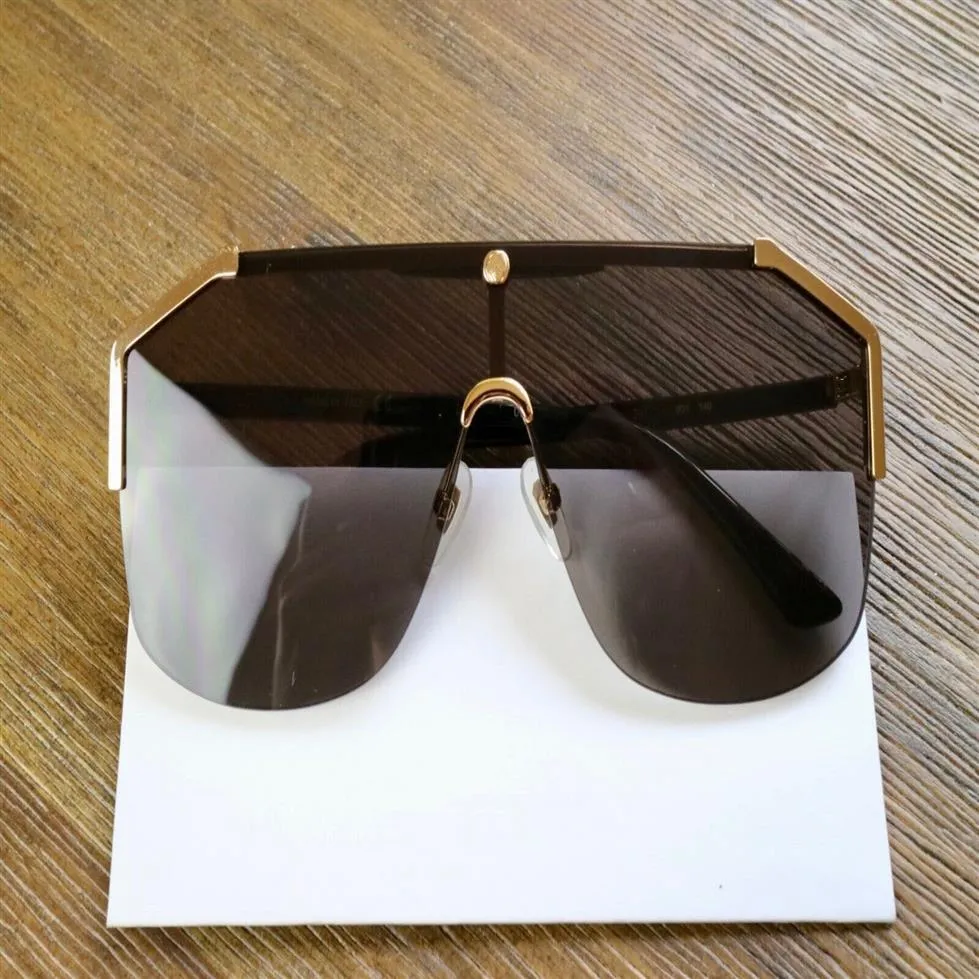 Luxus-Modedesigner-Sonnenbrille für Damen und Herren, rechteckig, Schwarzgold, 0291, Unisex, übergroße Maske, Pilotenschild-Sonnenbrille, Samt, 253n