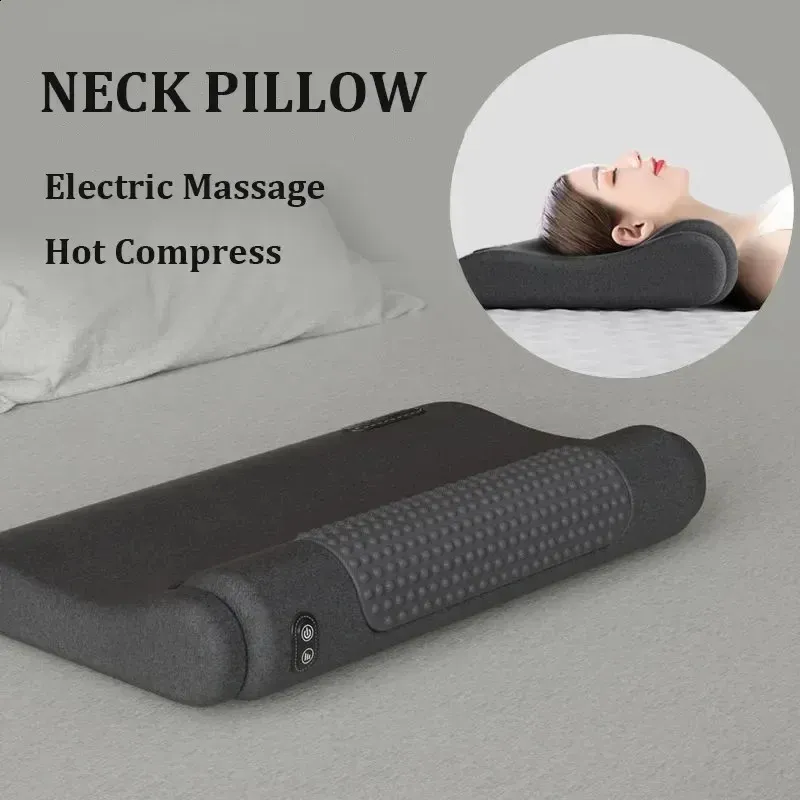 Massaging Neck Pillowws Electric Heating Neck Massage Pillow Shiatsu Vibration Cervical Spine Massage Cushion Shoulder Neck Trapezius Muscle Massager 231214