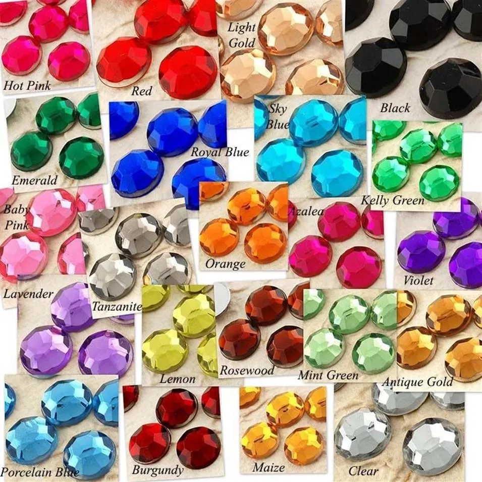 Nouveau 2000 pièces 10mm facettes résine diamants en vrac strass gemmes argent dos plat perles de cristal dec DIY2450