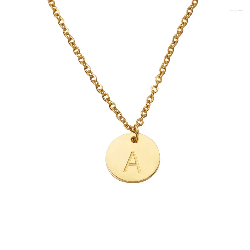 Chains Personalized Disc Initial Necklace Women 18k Gold Plated Letter Pendant Charms Fashion Jewelry For