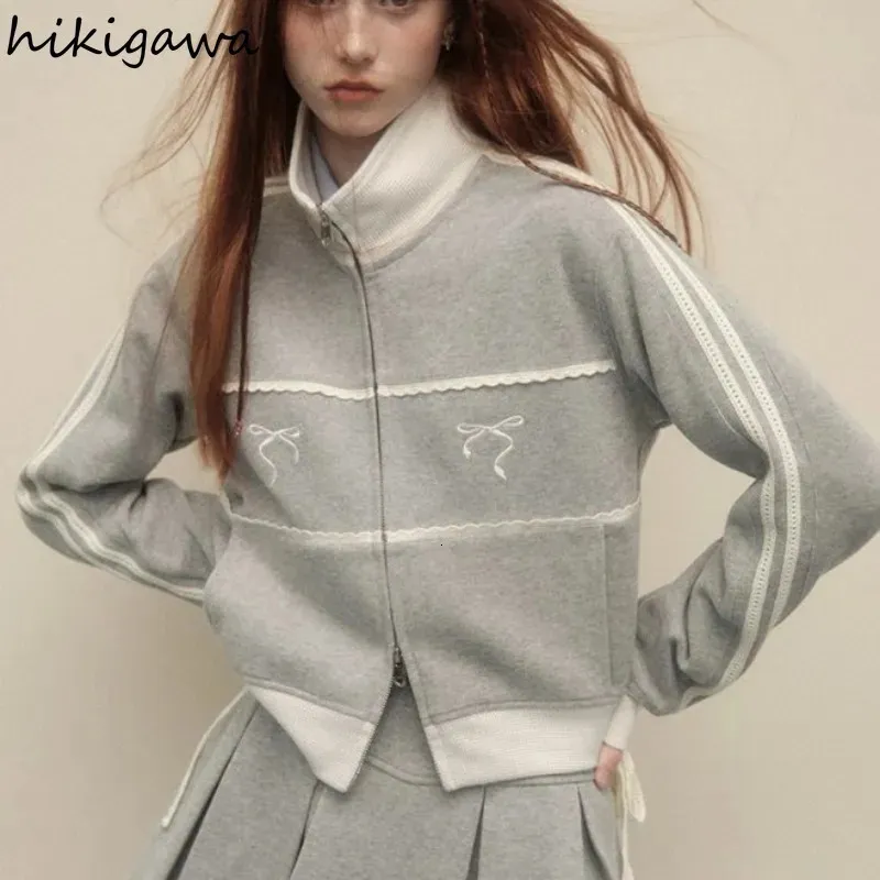 Kvinnor S Down Parkas Stand Neck Zipper Jackets Kläder Fashion Embroidery Casual Crop Tops Vintage Loose Korean Y2K Coat 2023 Ropa Mujer 231215