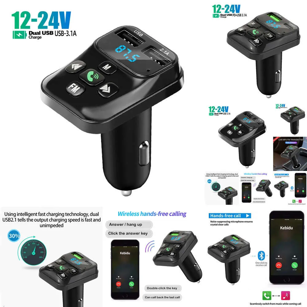 her Auto Electronics Car Charger FM Transmitter Bluetooth Audio Dual USB Car MP3 Player autoradio Handsfree Charger 3.1A Fast Charger Support TF card