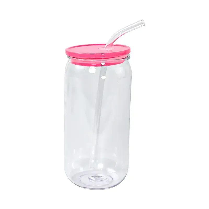 16oz Plastic Mason Jar PP acrylic single-layer cup with Straw 500ml Clear Mason Can PP Drinking Cup