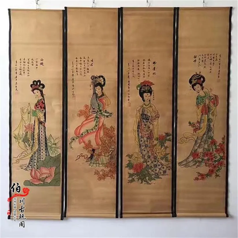 Chinese Hanging Scroll Tang Yin China Hand painting Ancient Beauty Four ancient Chinese beauty1997