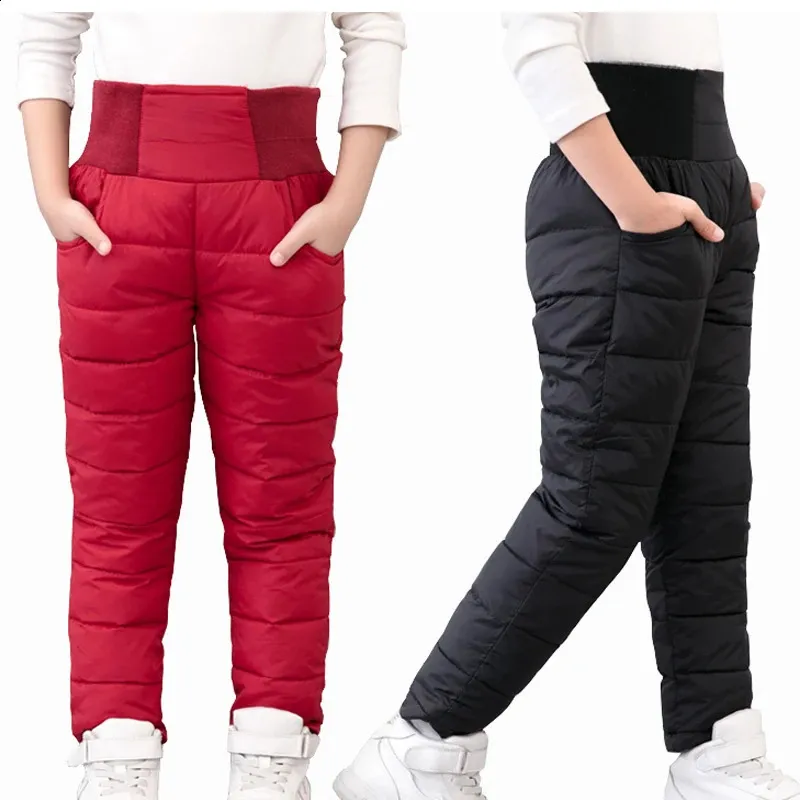 Pantalon Pantalon d'hiver décontracté fille garçon avec rembourrage en coton épais pour la chaleur Pantalon bottes de ski imperméables coupées avec élastique taille haute jambes bébé et enfant 231214