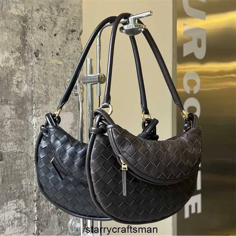 Botte Venetas Bolsa de Ombro Feminina Bolsas de Couro Gemelli Shu Qis Mesma Gemelli Tecido Twin Bolsa Couro Genuíno Crossbody Um Ombro Carregando Crescent Elegante e HBEB