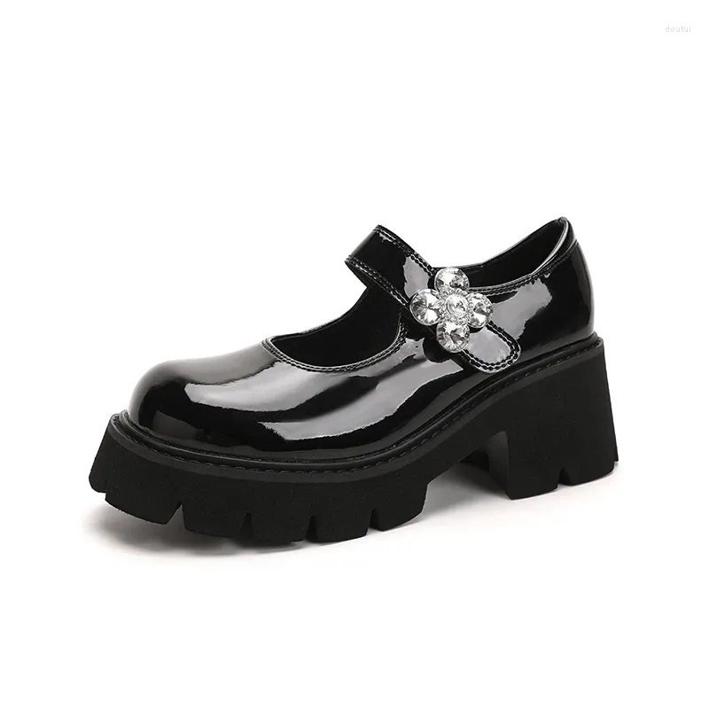 Zapatos de vestir sumaitong lolita japonesa niña plataforma negro tacones altos moda punta redonda mary jane mujeres patente imitación cuero estudiante cos