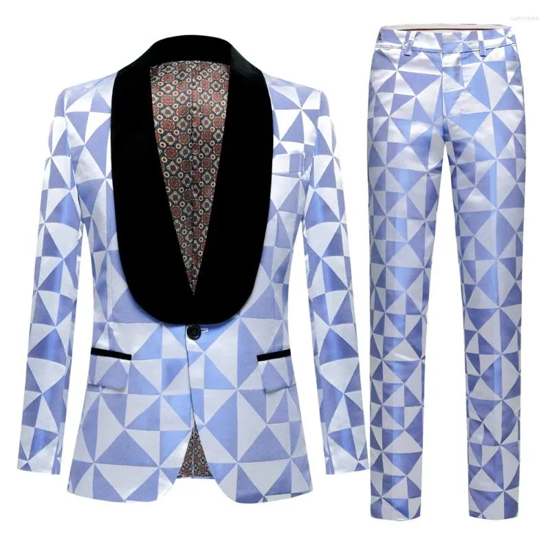 Costumes pour hommes Motifs géométriques Jacquard pour hommes BlazerPants Slim Fit Mode Qualité Doux Confortable Fête Mariage Costume Homme