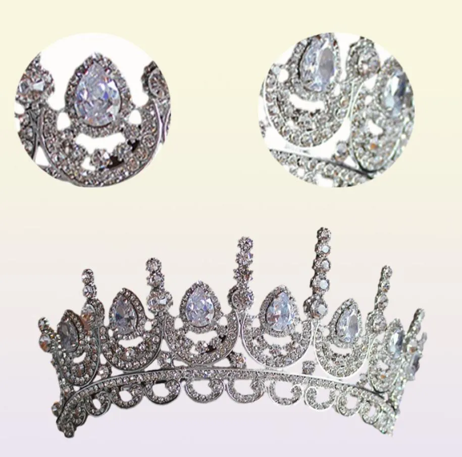 Himstory Noble Beauty Princess Tiara Cubic Zircon Wedding Bridal Crown Rhinestone Pageant Crown for Brides Headbands Y2008079444309