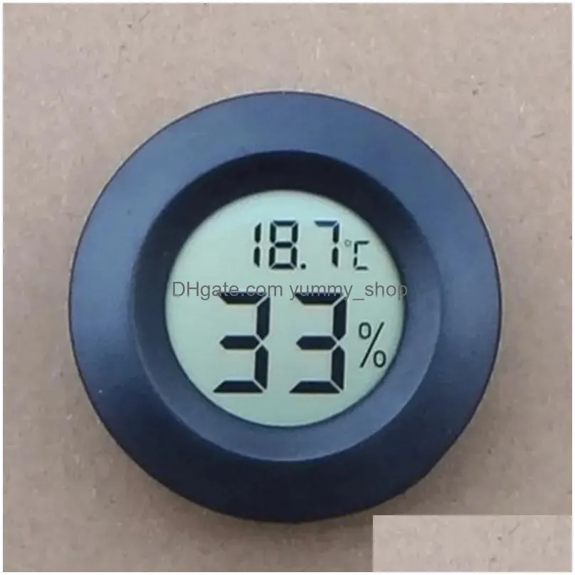 Temperaturinstrumente Großhandel Hygrometer Mini Thermometer Kühlschrank Tragbare digitale Acryl Runde Hygrometer Luftfeuchtigkeitsmonitor mit Dhkdj