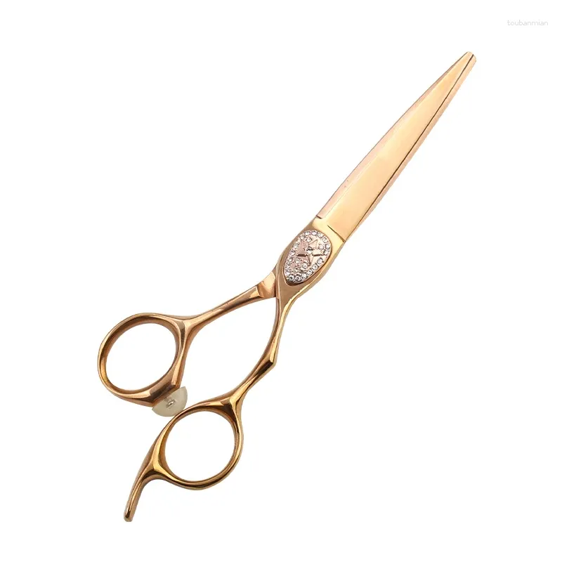 Tesoura de cabelo profissional Diamond Gold Gold Beauty Shears Salão de barbeiro aço inoxidável