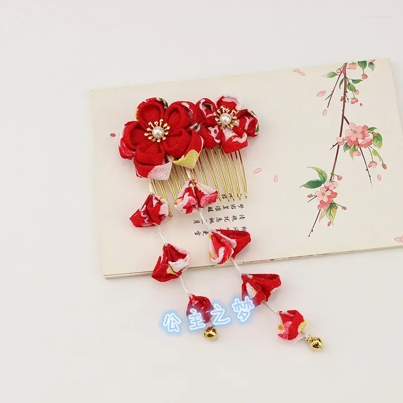 Peignes à cheveux de Style japonais, artisanat fin Kanzashi, pompons, remise de diplôme, mariage, cérémonie pour adultes, Yukata, ornement de cheveux kimono HW019