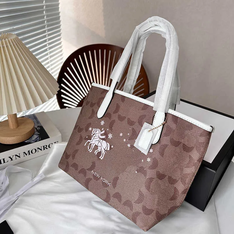 C-Print Design Handbag Women High Quality Shopping Bags Brand Designer Tote Bag Snowflake Bow Basket Shoulder Bags Large Work Messenger Bag 231215