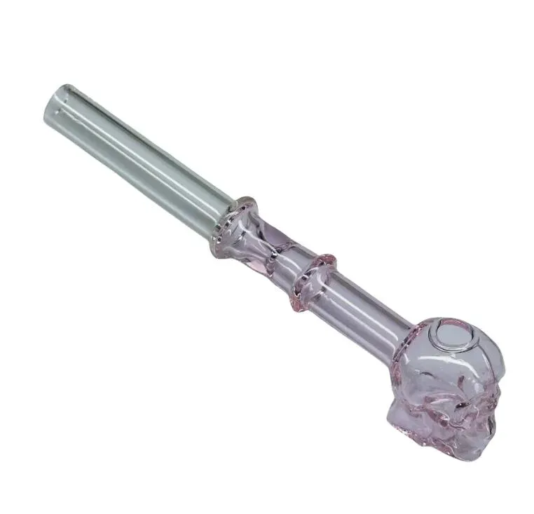 APPOOL skull bubbler pyrex glass pipes Curved Glass Oil Burners Pipes 5.5 inch length glass tube Balancer Skull Pipe smoking pipes