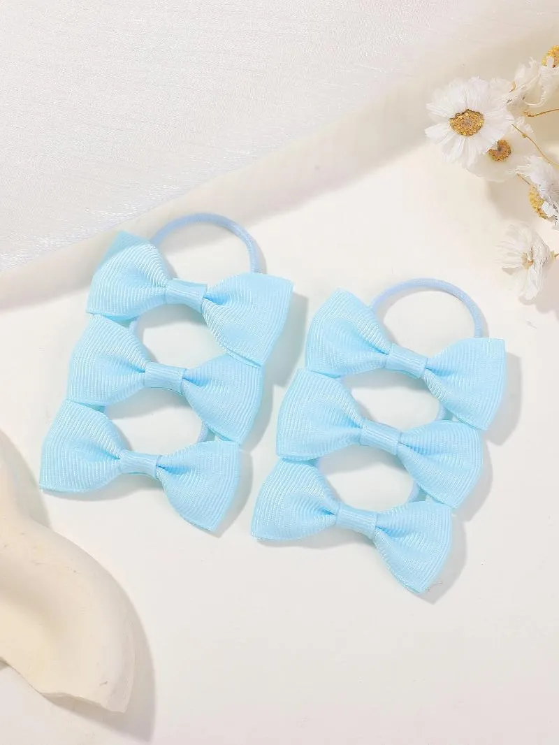 Hair Accessories 10Pcs/lot Grosgrain Ribbon Pigtail Bows Ties Elastic HairBands Holders For Baby Infants Girls Gift