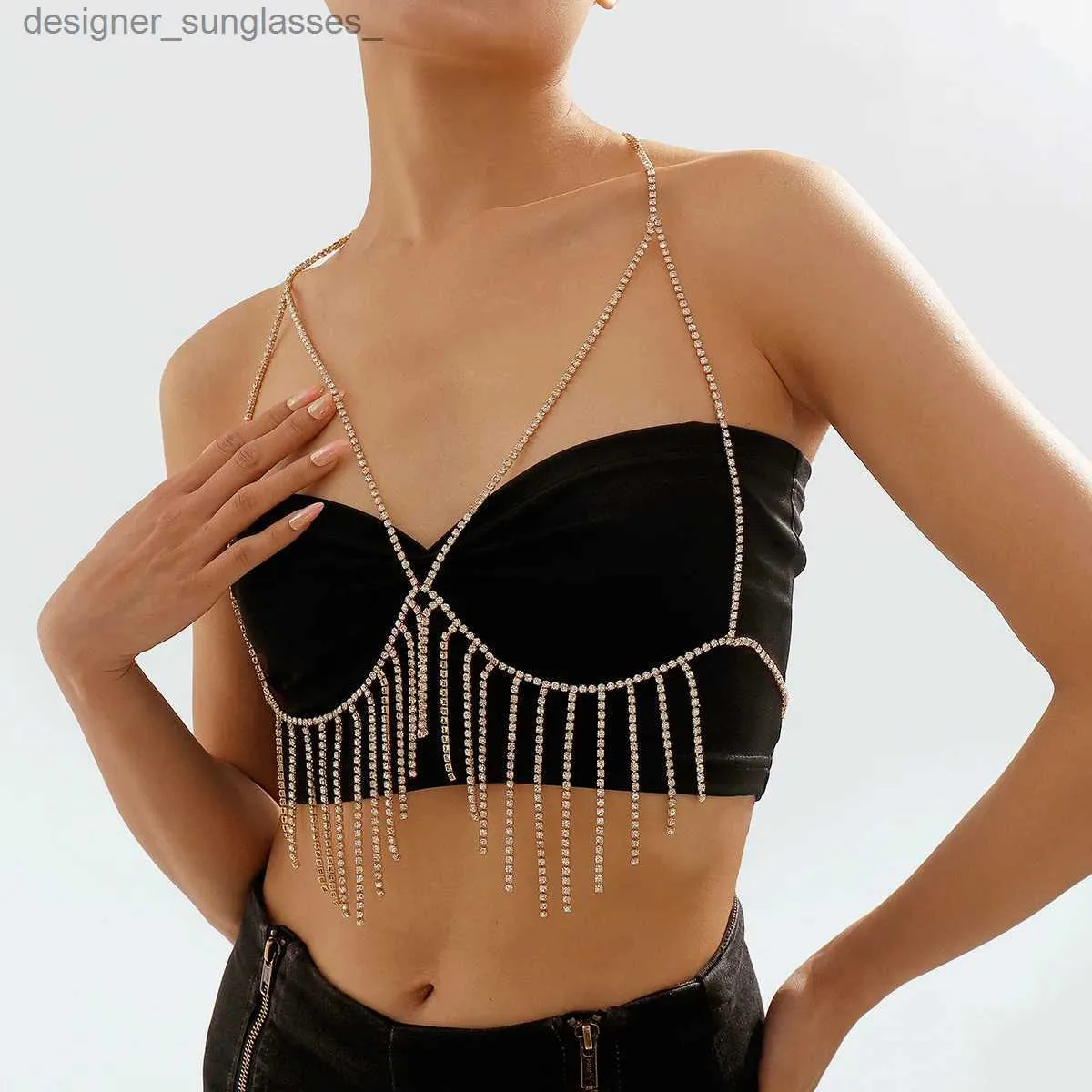 Fashion Rhinestone Dress Exaggerated Body Chain Bra And Panties