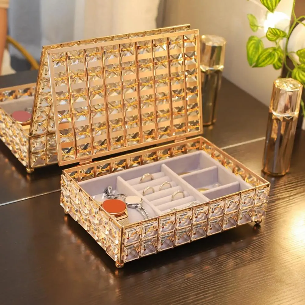 Luxury Crystal Jewelry Organizer Box Home Accessory Gift for Ring Trinket