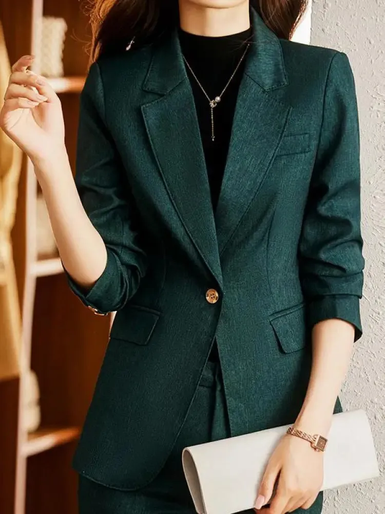 Women s Suits Blazers Women s Autumn Korean Fashion Suit Jacket Two piece Casual Blazer Coat And Elegant Professional Wear Ankle length Pants 231216