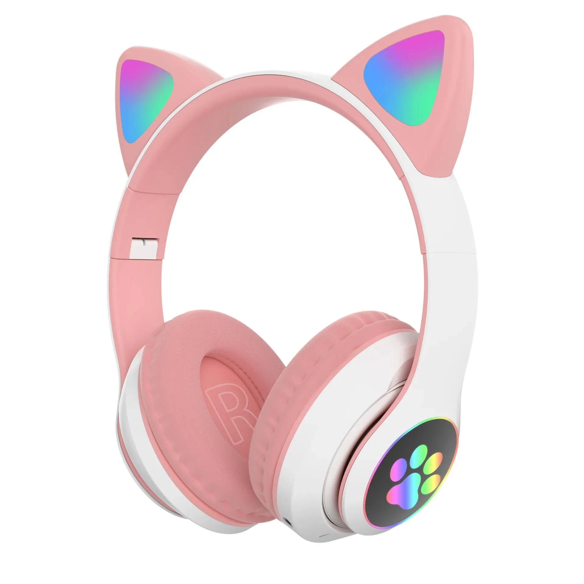 Hörlurar trådlösa Bluetooth Cat Ear hörlurar Flash Can Off LED med mikrofonbarnflickor Hörlurar Tecknad headset -spel hörlurar