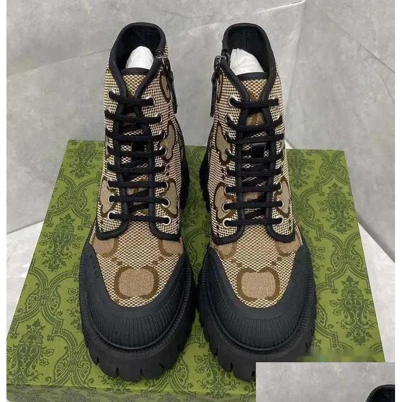 Stövlar högkvalitativa män kvinnor designer halv boot klassisk stil riktiga läder skor mode sko vinter höst snö nylon duk ankel dr dhfwc