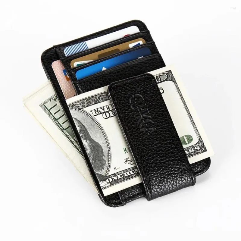 Porte-cartes en cuir pince à billets étui femmes hommes porte-monnaie ultra-mince porte-pochette portefeuille