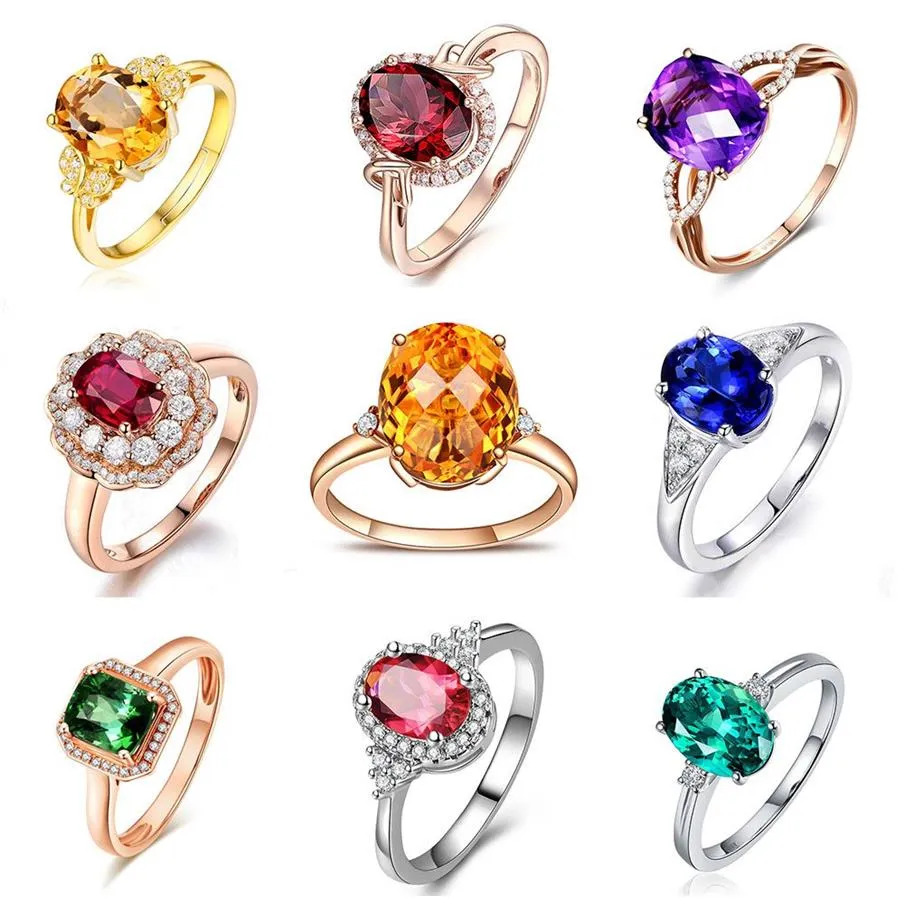 Ring Zircon Crystal Decor Justerbar design Heart Geometric Birthday Present Fashion Jewelry250C