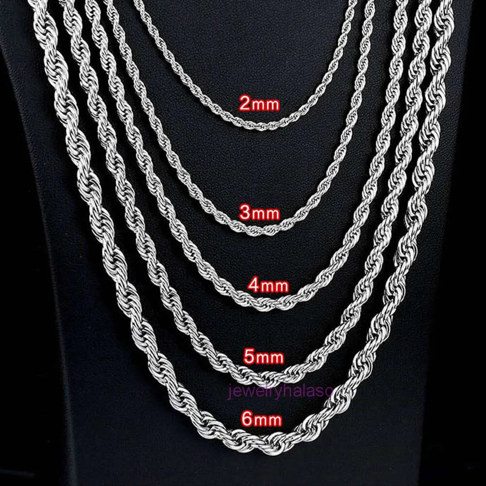 luxury designer cuban necklace 2mm5mm stainless steel necklace twisted rope chain link for men women 45cm75cm length with velvet bag