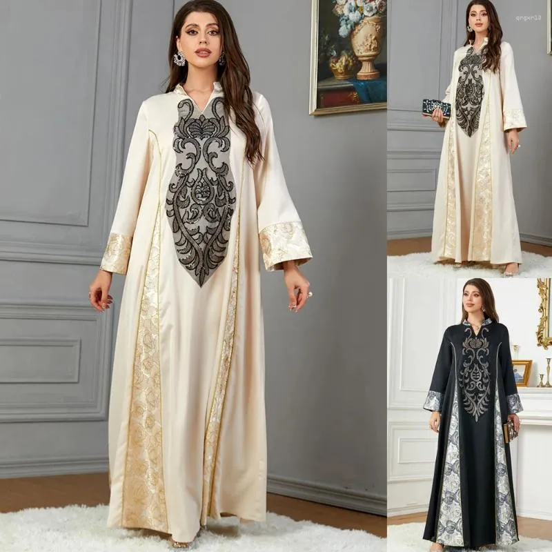 Etnische kleding Abaya moslimvrouwen lange lovertjes avondjurk Eid Ramadan mode Marokkaanse kaftan islamitisch