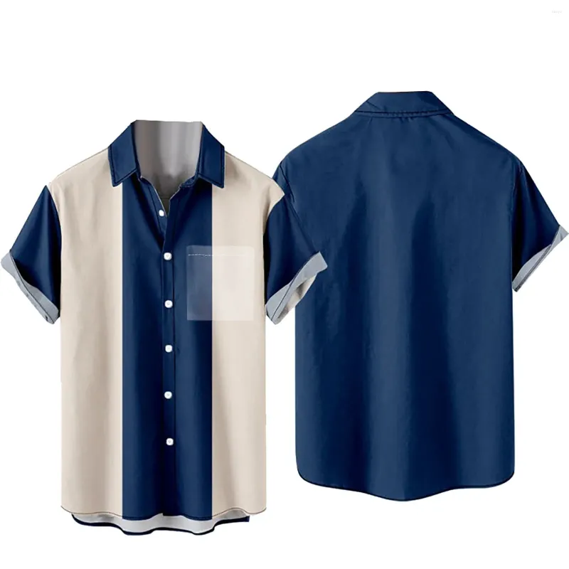 Мужские футболки с принтом в стиле пэчворк, модная повседневная карманная рубашка с короткими рукавами для мужчин, формальная