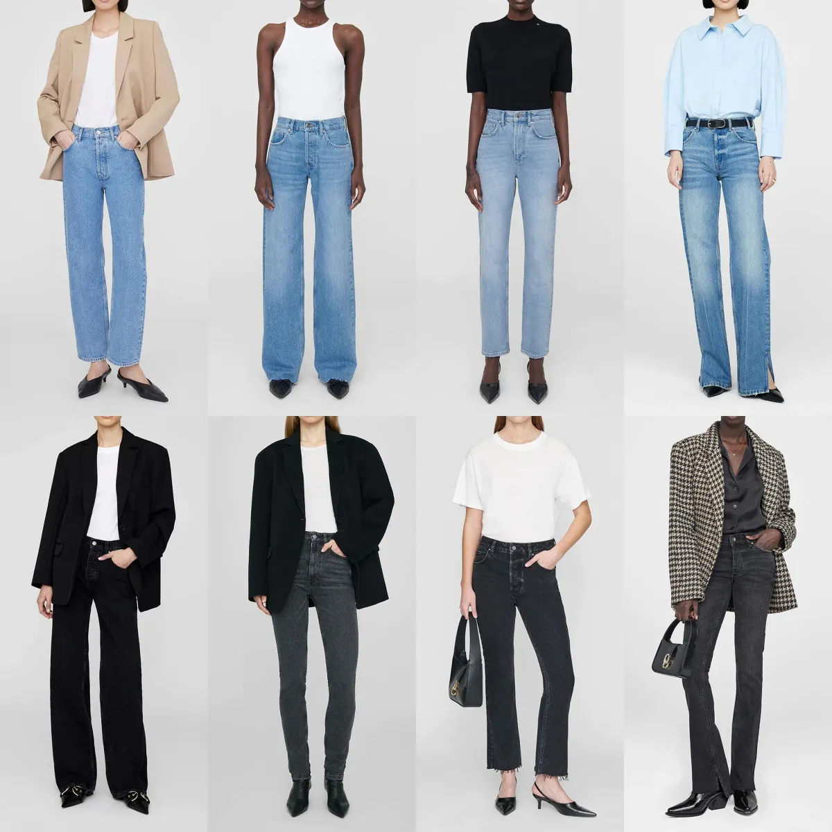 10a högkvalitativa designer kvinnor ab denim byxor med hög midja breda benbyxor dragkedja knappar jeans
