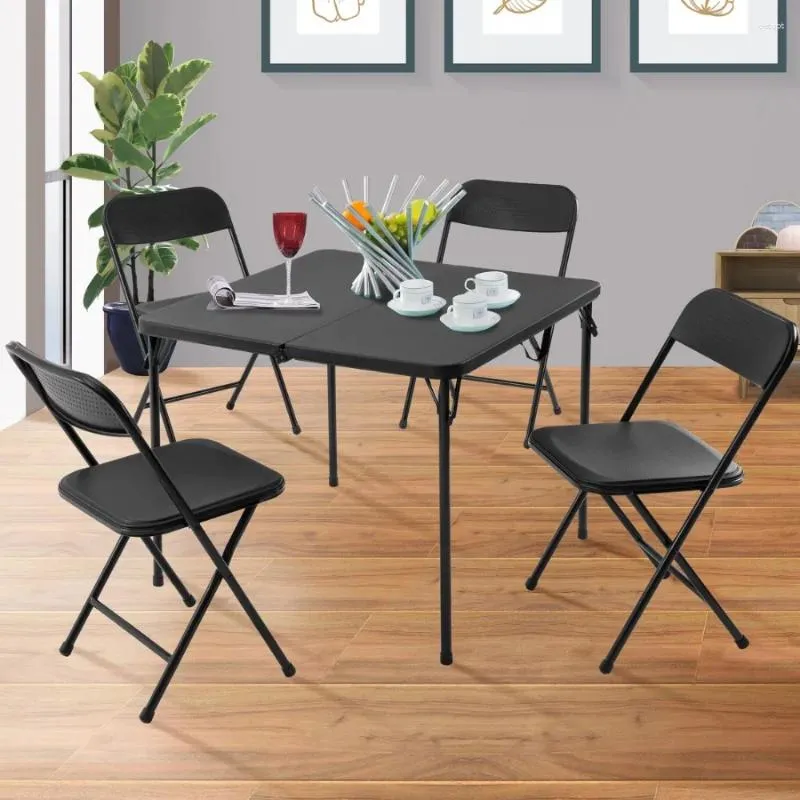 DHgate Mainstays 5 Piece Resin Folding Card Table and Chair Set Espresso Sports Outdoors
