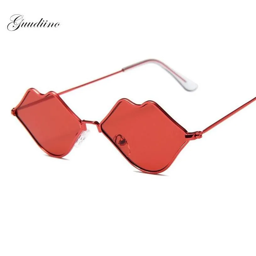 Óculos de sol vermelho lábio forma mulheres 2021 moda sexy óculos de sol tons uv400 feminino óculos marca designer liga espelho vidro mm58293y
