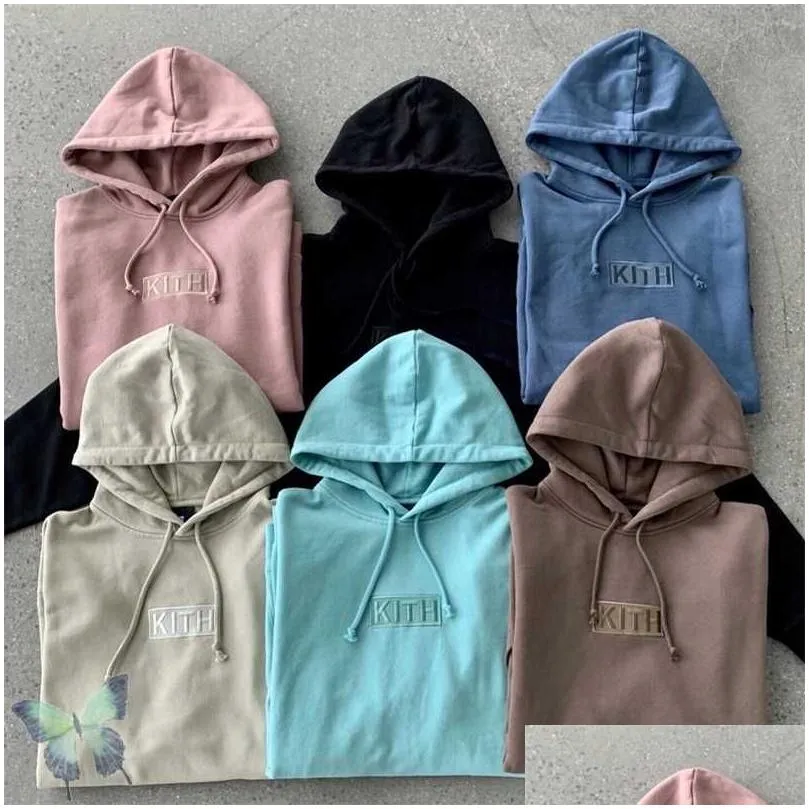 Heren Hoodies Sweatshirts Borduren Kith Hoodie Sweatshirts Heren Dames Box Hoody Kwaliteit Binnenkant Tag 211221 Drop Delivery Dhczv