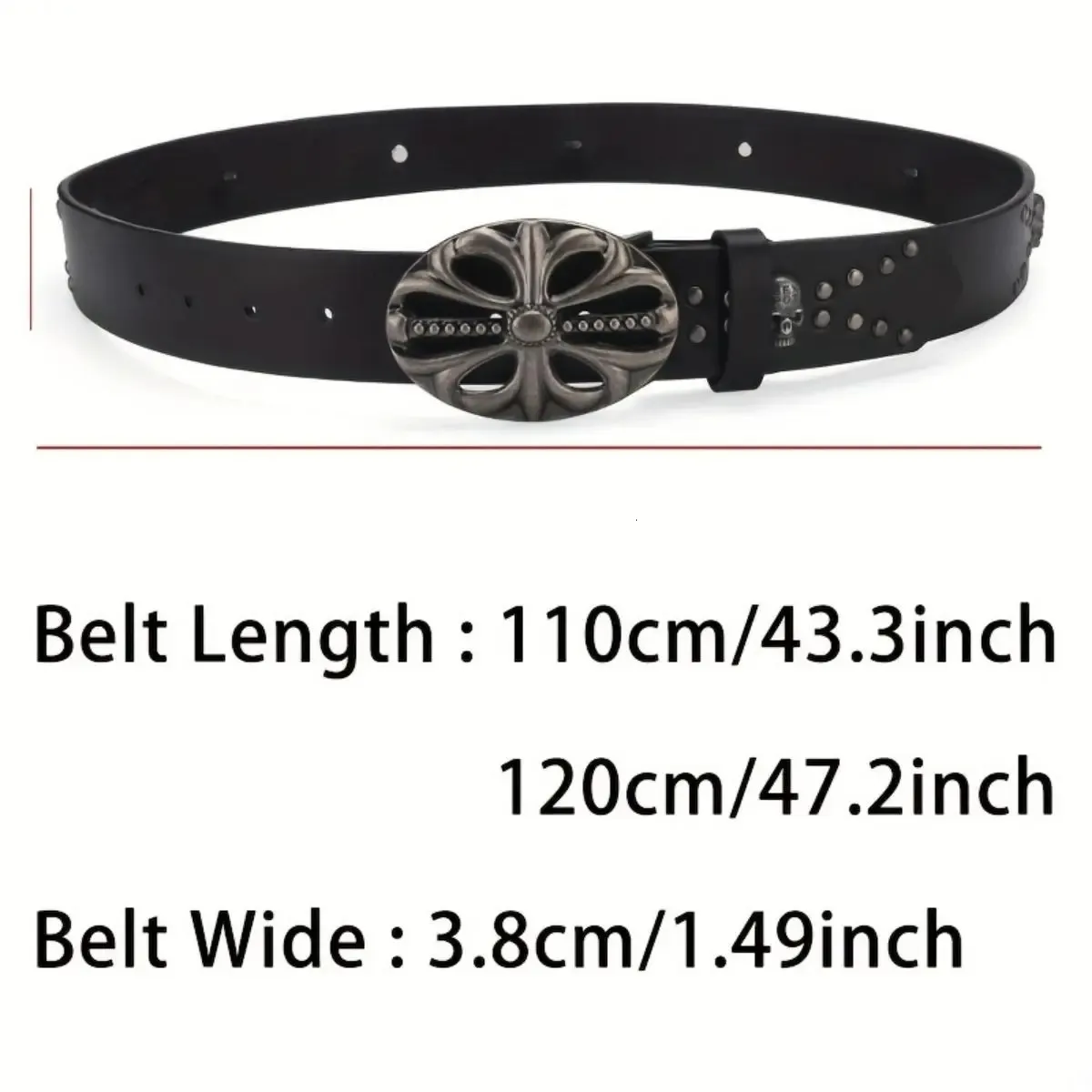 Punk Rock Skeleton Head Belt Unisex PU Leather Vintage Hip Punk Rock Skeleton Head Belt Unisex PU Leather Vintage Hip