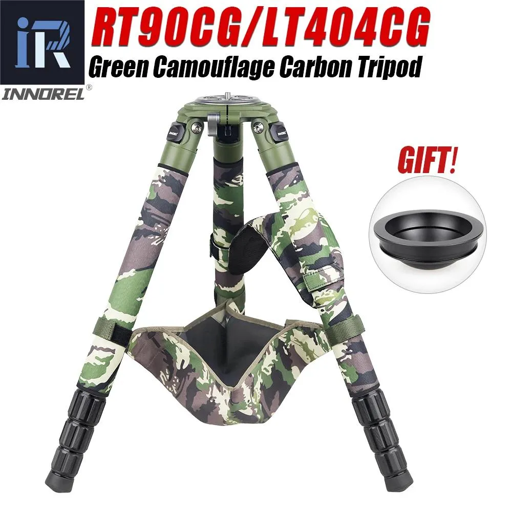 Holders INNOREL RT90CG Camouflage Carbon Fiber Tripod 40mm Professional Birdwatching Heavy Duty Camera Stand 40kg Load for DSLR Cameras