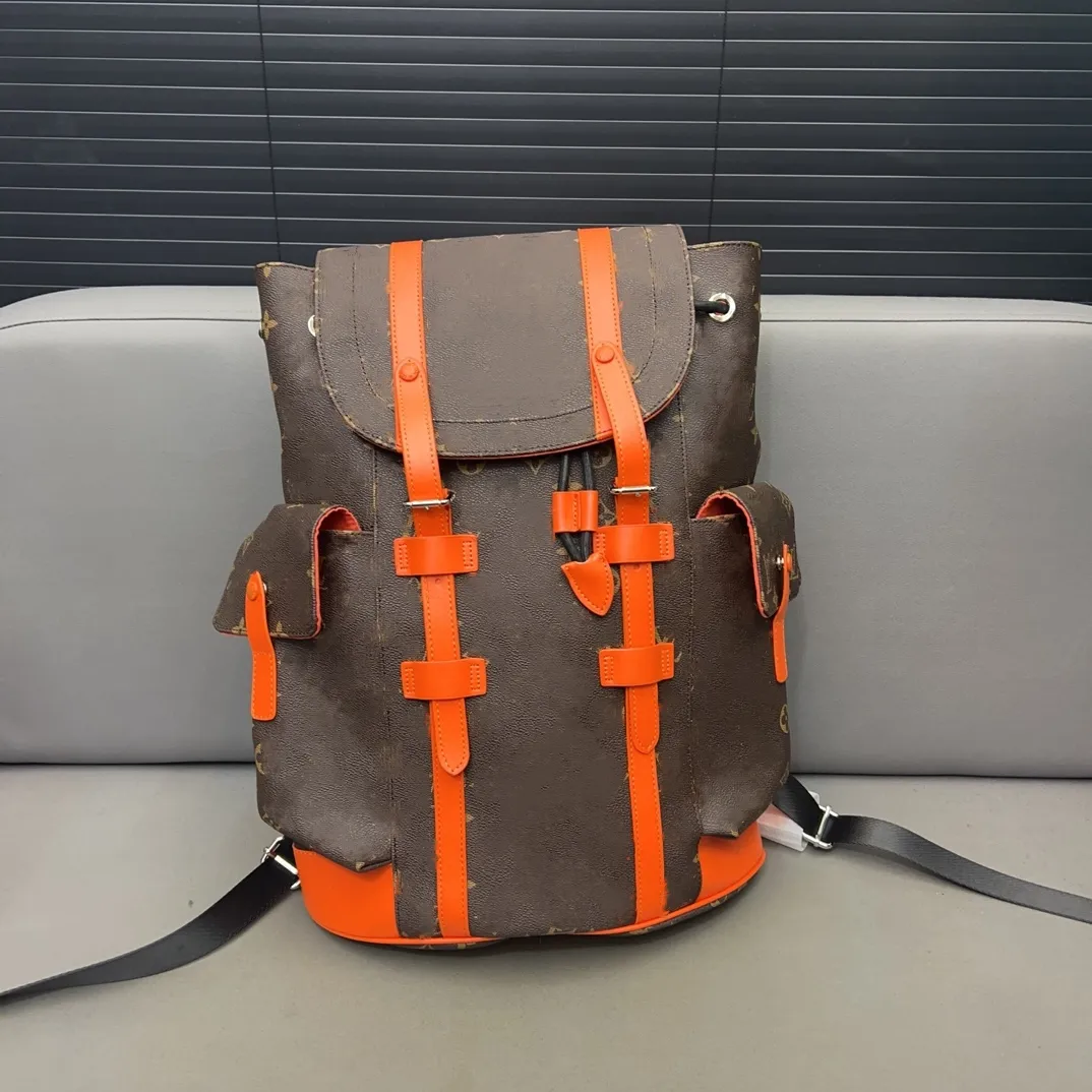 Designer-Taschen Herren-Rucksack CHRISTOPHER Rucksack Brauner Buchstabe Unisex Große Kapazität Tragetaschen Orangere Taschen Reisetasche Schultaschen Damen Outdoor-Freizeittaschen Tragetaschen