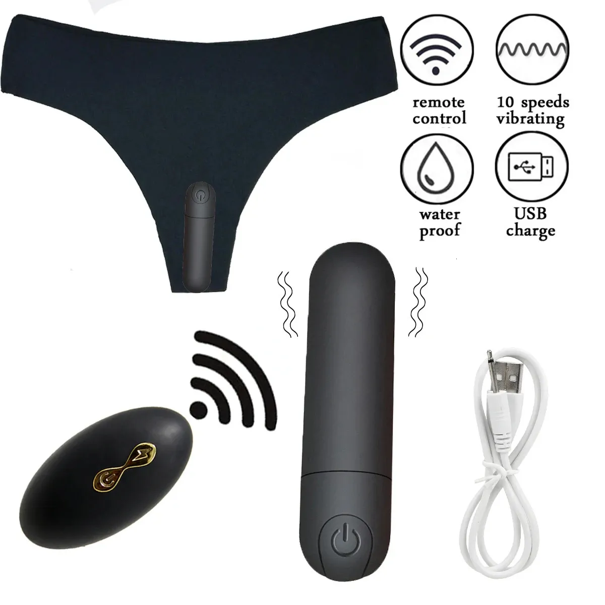 Vibrators Vibrating Panties 10 Function Wireless Remote Control Rechargeable Bullet Vibrator Strap on Underwear Vibrator for Women Sex Toy 231216