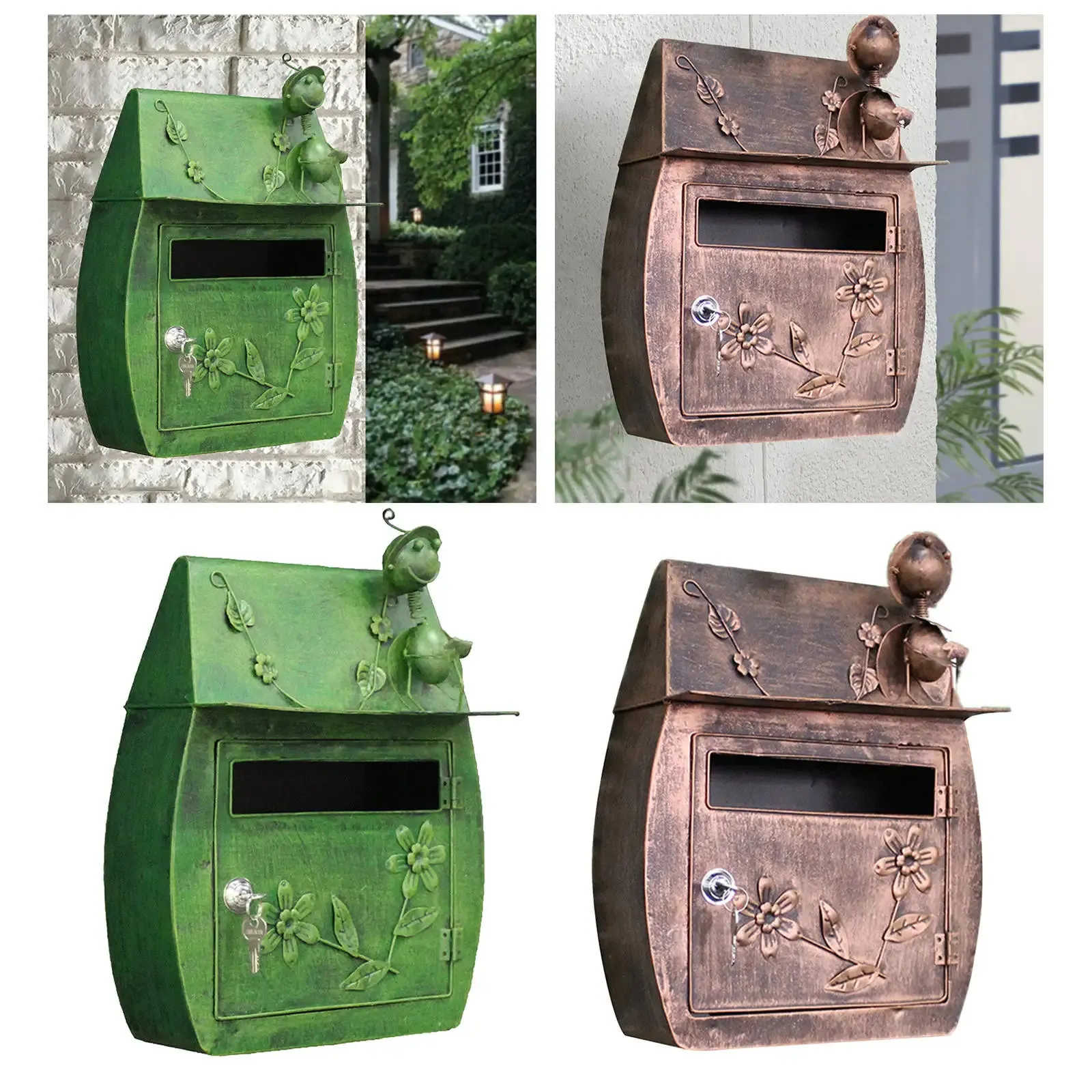 Vintage Mailbox With Hooks - Decorative Iron Letter Box For Home Or Office