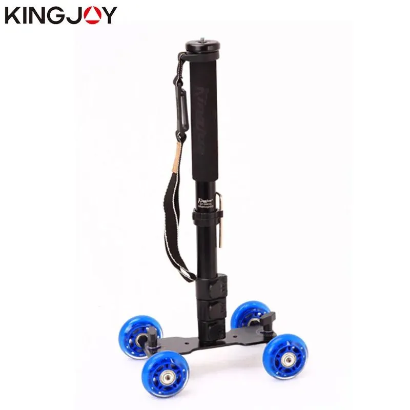 Aksesuarlar Kingjoy VX103 Alüminyum Fotoğraf Video Kamera Standı Kasnak Dört Tekerlek Fotoğrafçılık Raylı Araba Hafif Tripod Tutucu DSLR VCR Dolly