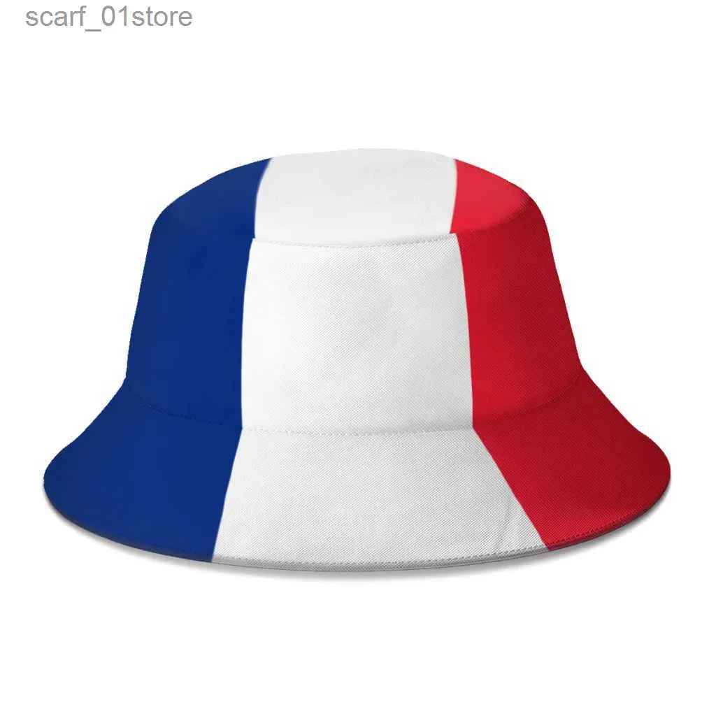 Wide Brim Hats Bucket Hats 2022 New Summer French Flag France Bucket Hats for Women Men Beach Foldable Bob Fishing Hats Boonie HatL231216