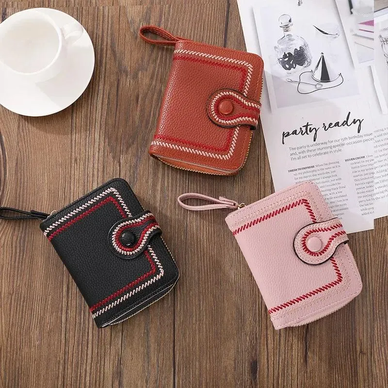 Porta carte Borsa semplice Borsa corta da donna all-in-one retrò con cambio cerniera multi-slot di grande capacità